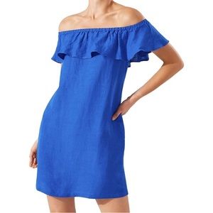 Tommy Bahama Linen Off the Shoulder Dress Cover Up Medium Excellent Condition
